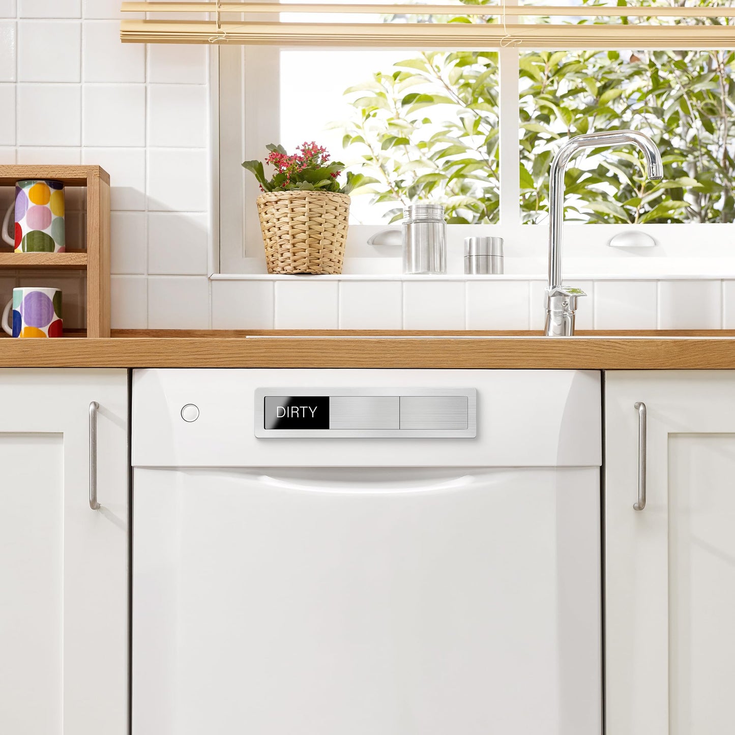 Dishwasher Magnet Clean Dirty Sign, 3 Options with Running Options, Brushed Gold Dishwasher Magnet Easy to Switch, Residue Free Adhesive Included