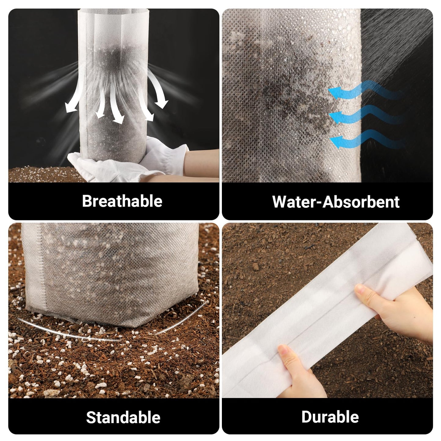 ENPOINT 100pcs Nursery Bags for Plants - 7.87x13.77 inches Breathable Plant Grow Bags, Fabric Grow Seedling Pots for Vegetable, Fruit, Flower