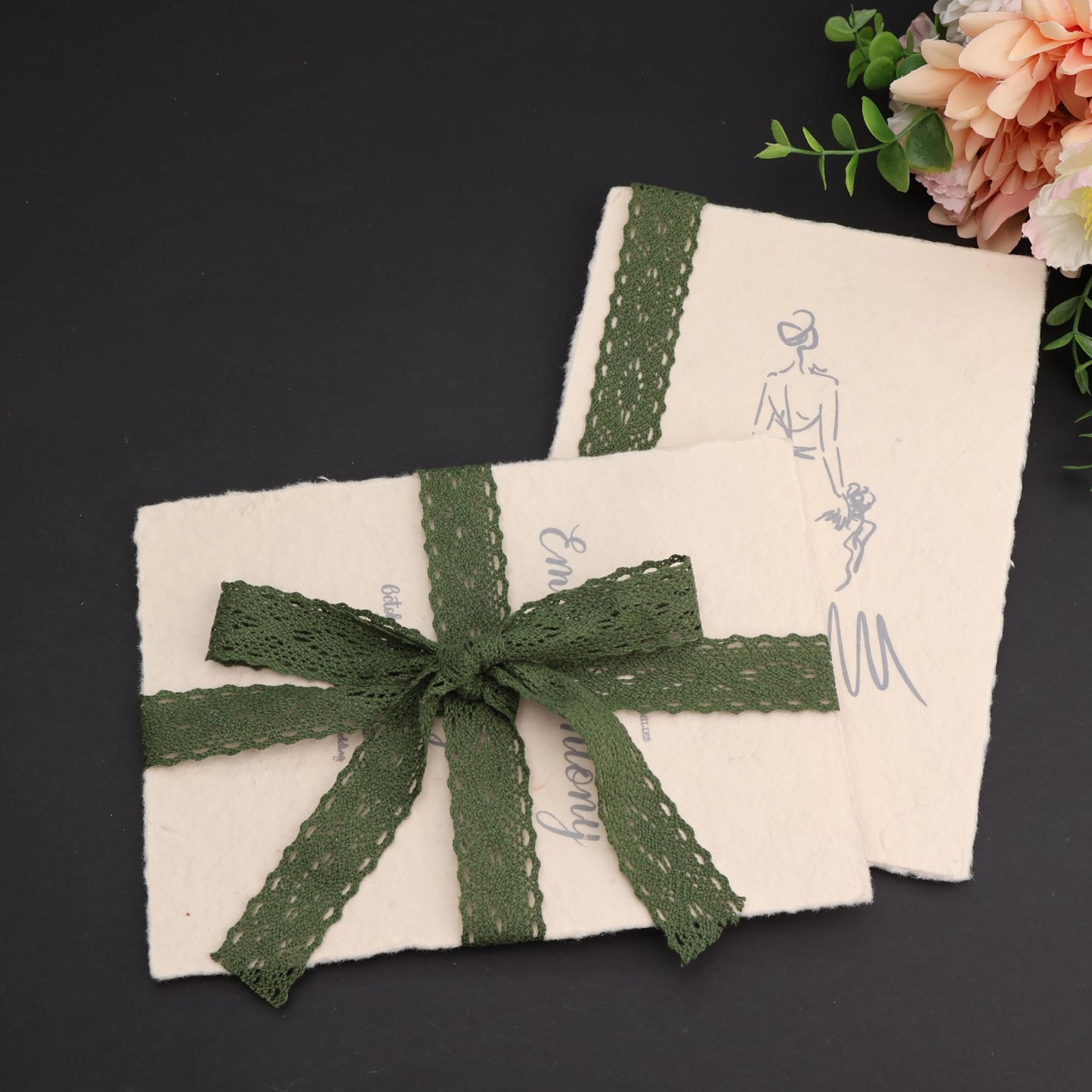 Natural Cotton Craft Ribbon 1" Vintage Cotton Crochet Lace Trim Spool Wrapping Ribbon 10 Yards (Green)