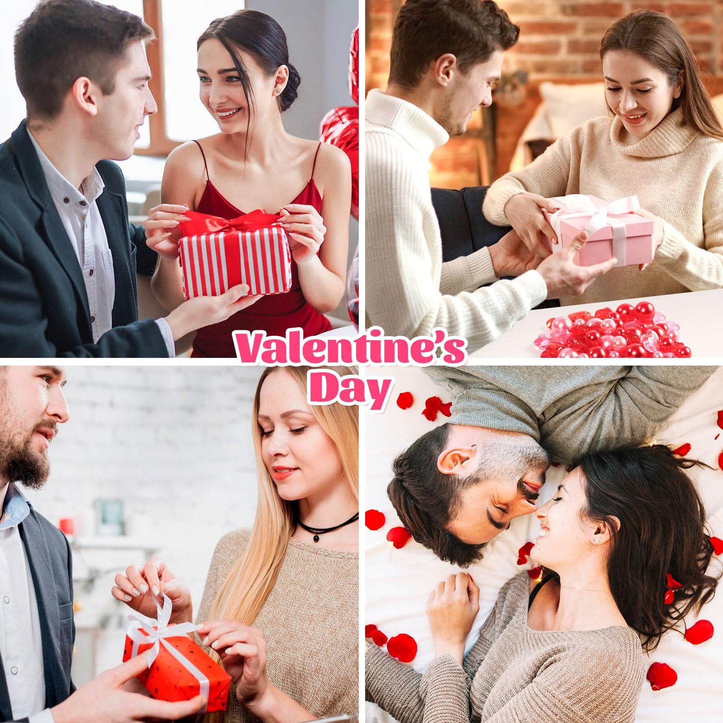 240Pcs Valentines Day Vase Filler, Pink Red Heart Rose Vase Filler Beads Floating for Wedding Decor Party Home Centerpieces