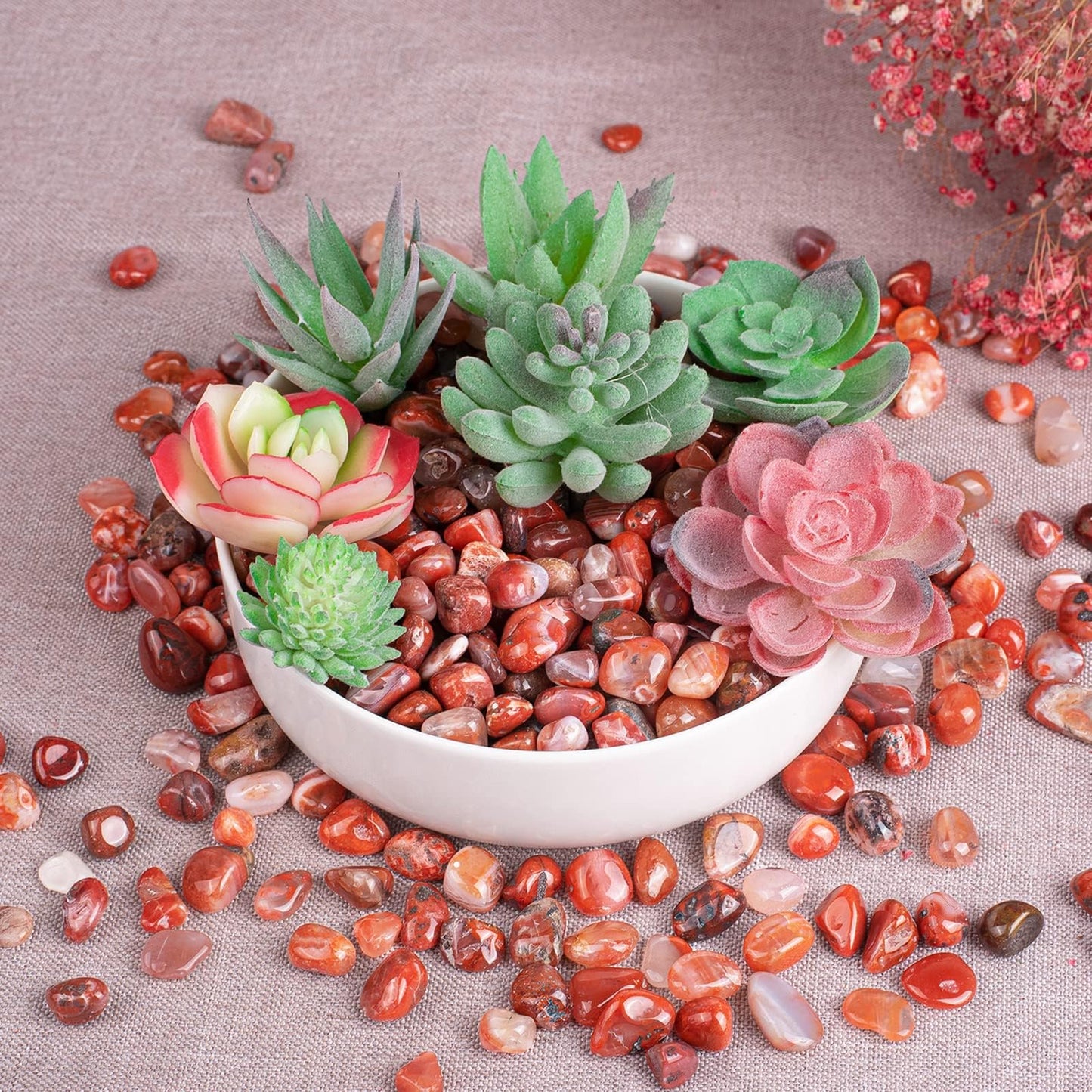 SigMntun Polished Carnelian Crystal Stone Set - 72 Pcs, 0.5" 10 oz Handpicked Tumbled Gemstones Rocks Quartz, Pebbles for Reiki, Chakra, Healing, Home Decor, 0.5" - 10 oz Mahogany Obsidian