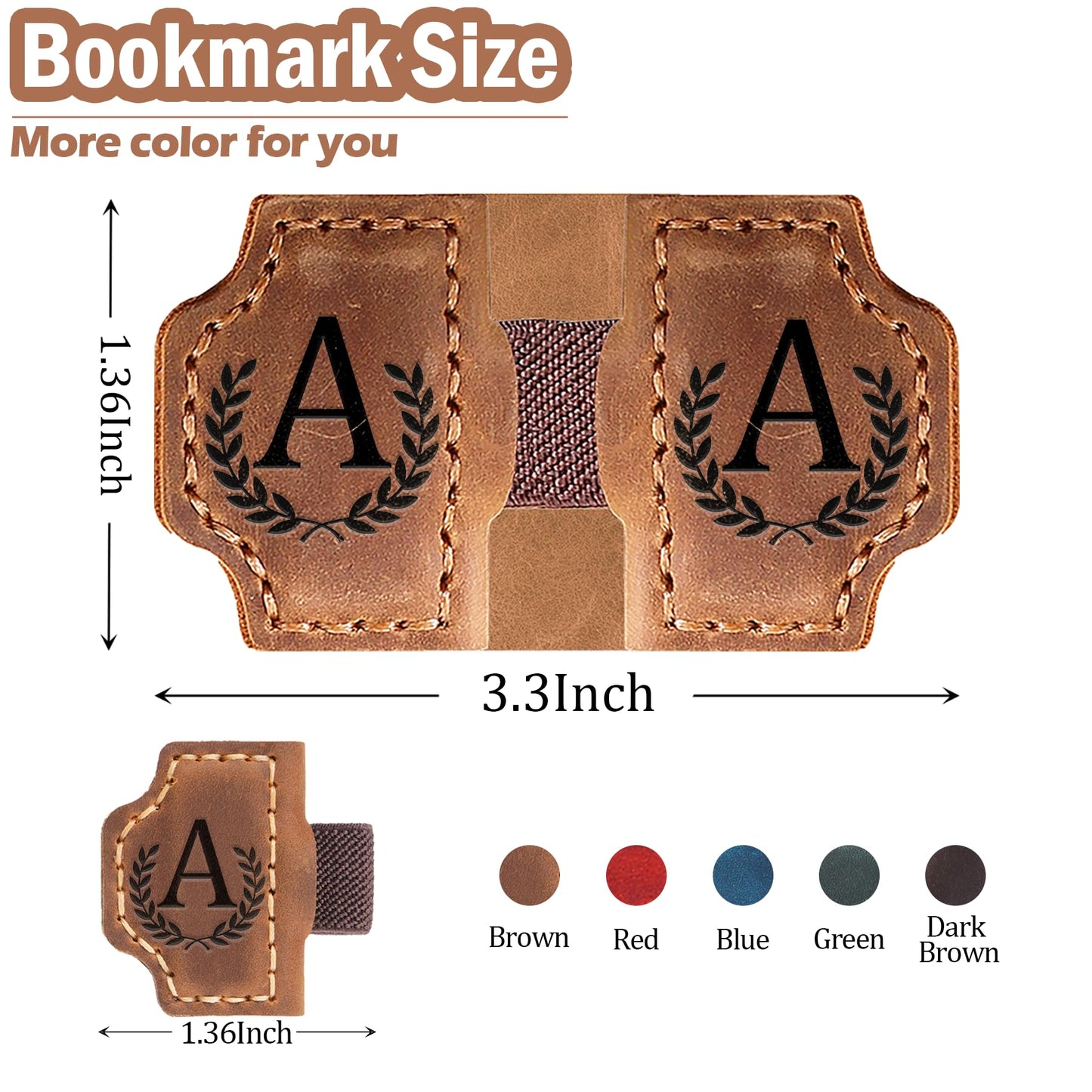 Custom Magnetic Bookmarks with Pen Holder, Personalized 26 Letters Name Initial Leather Bookmark, Leather Book Mark for Men Women Teachers, Readers Book Lovers Gifts (Red, A)