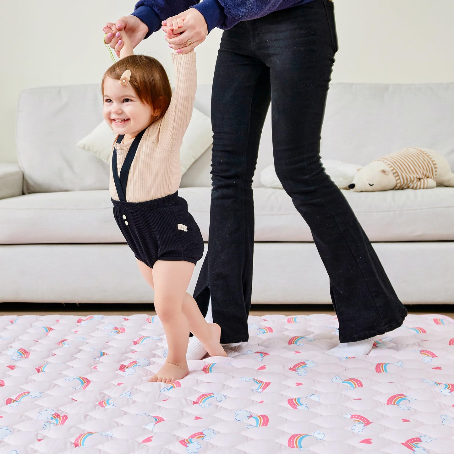 Baby Play Mat, Extra Large&Thick Baby Mat for Floor, 50 x 50 Play Mat for Baby， Foldable Padded Baby Floor Mat