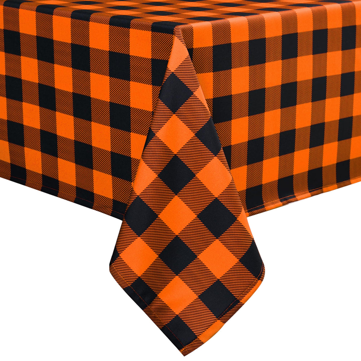 Classic Orange Gingham Buffalo Tablecloth Fabric
