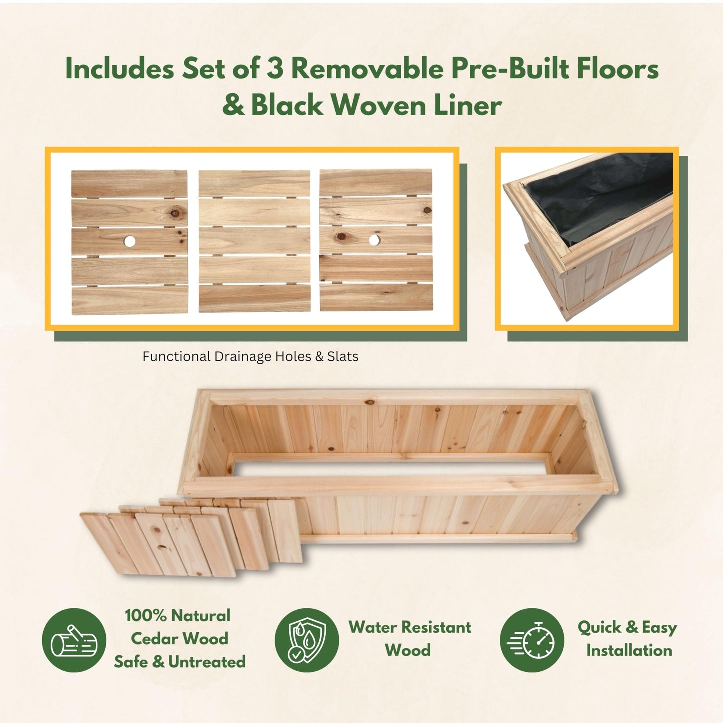 Shine Company Premium Cedar Raised Garden Bed, Planter Box for Vegetables, Flowers, or Herbs 40" L x 12" D x 12" H