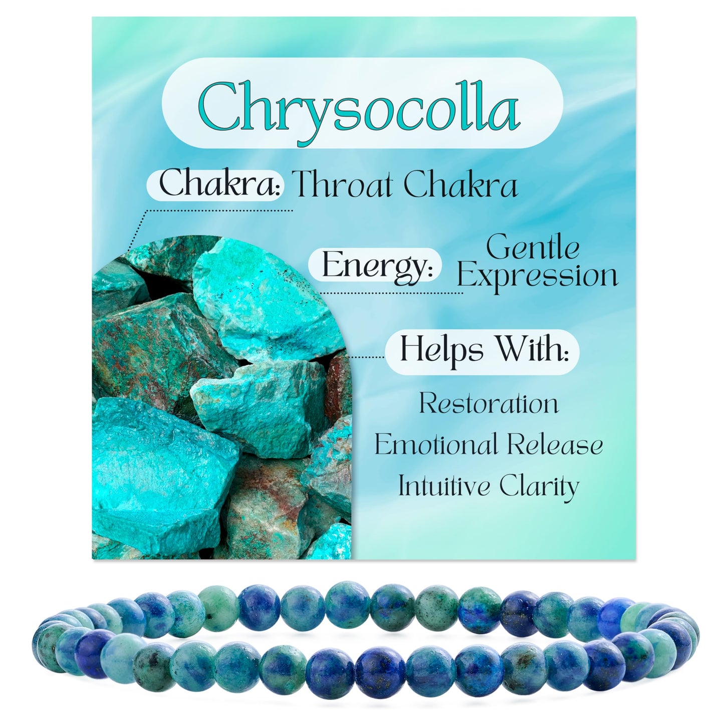 Chrysocolla-Gentle Expression-4mm Beaded Bracelets for Women Handmade Semi Precious Natural Stone Stretch Elastic Jewelry Yoga Protection Gifts