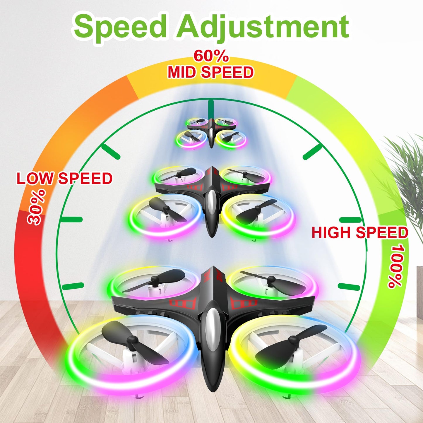 Dwi Dowellin 4.9 Inch Mini Drone for Kids Crash Proof LED Lights One Key Take Off Landing Flips RC Remote Control Small Drones Toys for Beginners Boys and Girls Adults Nano Quadcopter,Black