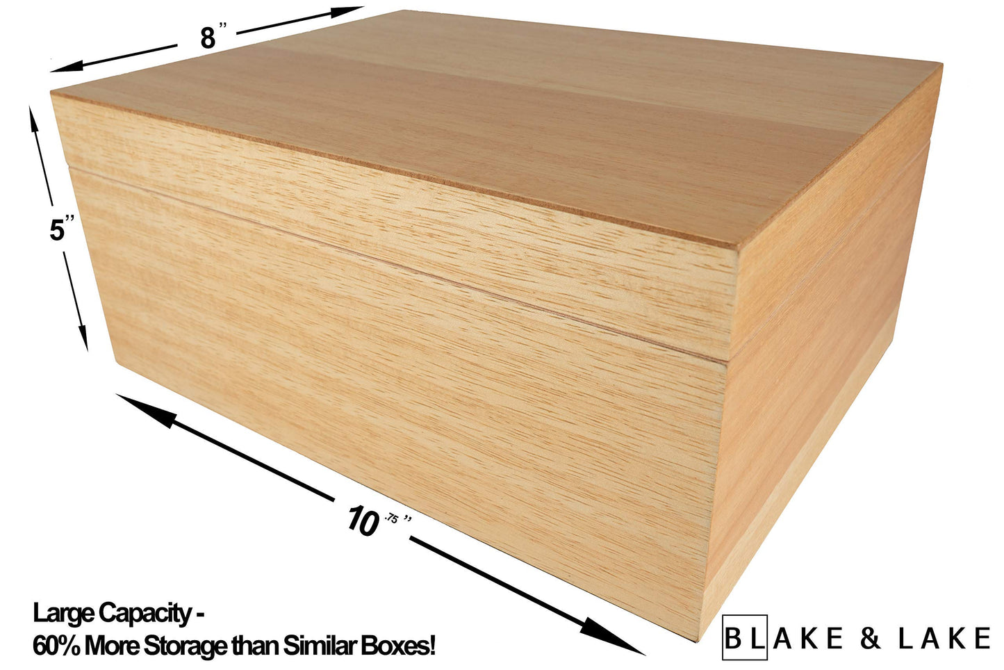 Blake & Lake Wooden Keepsake Box with Lid - Blonde Catchall Wood Storage Box - Treasure and Gift Box for Home - Decorative boxes with hinged lid - Large Oak Boxes (White Oak)
