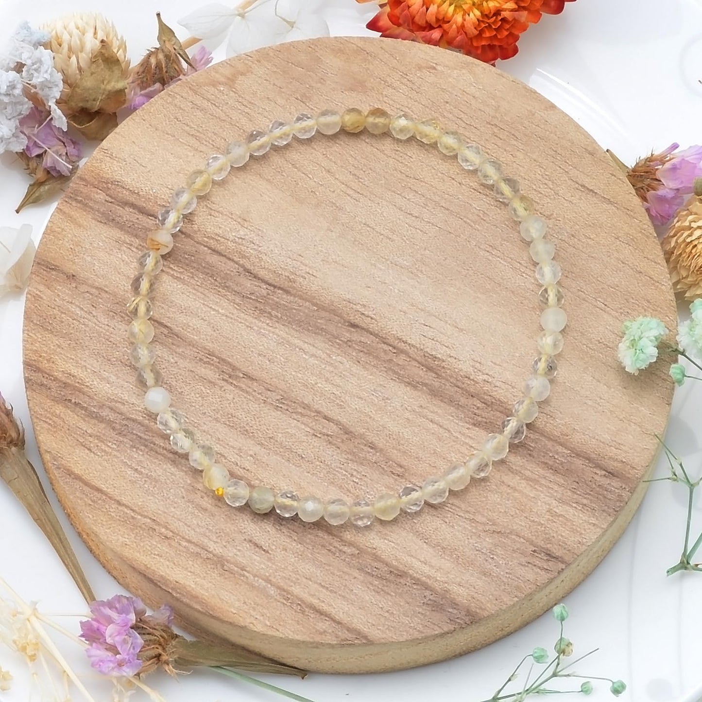 MASSIVE BEADS Natural Genuine Gemstone Beads Healing Crystal Chakra Reiki Jewelry Faceted Round Beads Bracelets (Golden Rutilated Quartz, 3mm)
