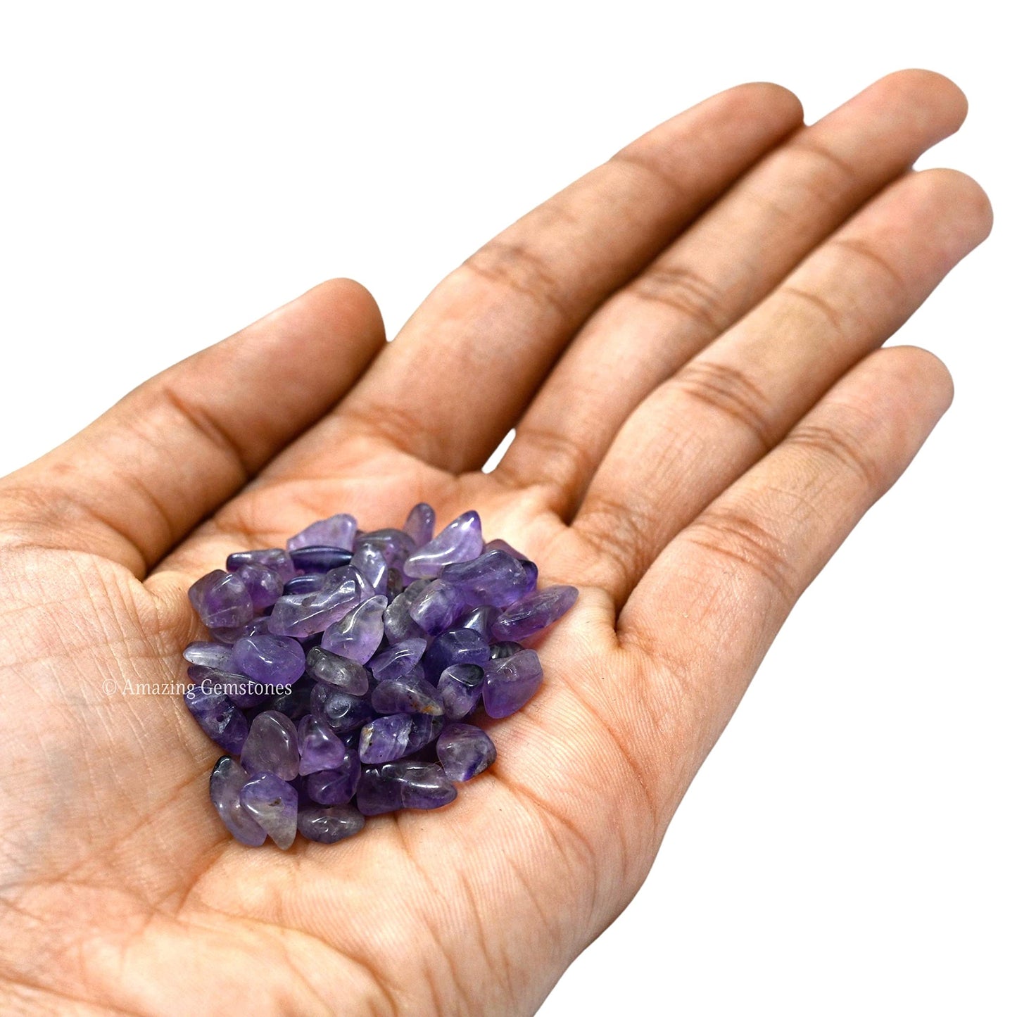 Amethyst Pre Drilled Natural Crystals Crushed Chips Beads for Jewelry Making, DIY Handmade Healing Crystals (25 Inch Strand)