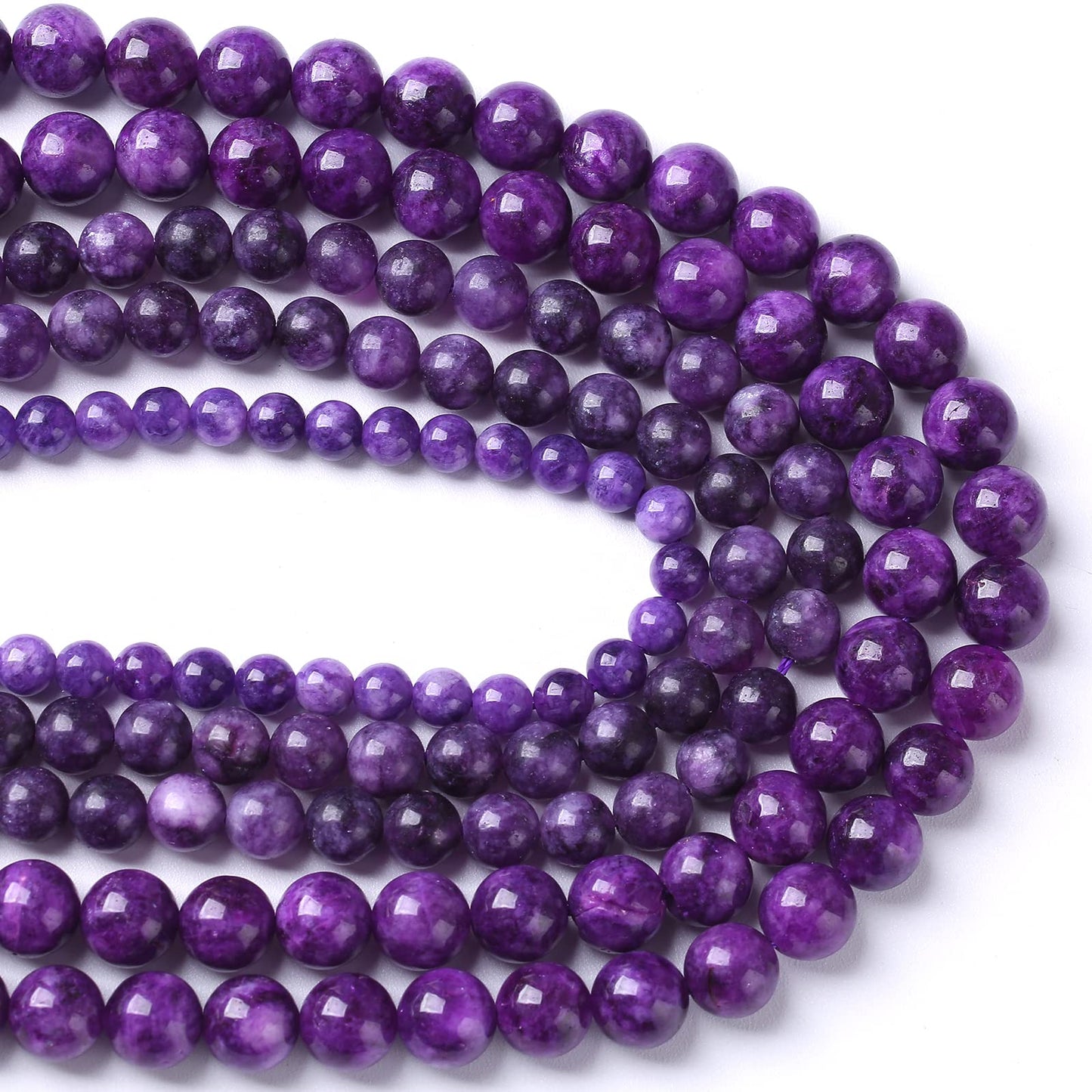 10mm 36pcs Natural Purple Lepidolite Jade Stone Beads for Jewelry Making DIY Bracelet Necklace Accessories Crystal Energy Healing Power Stone Beads (Charoite Jade, 10mm)