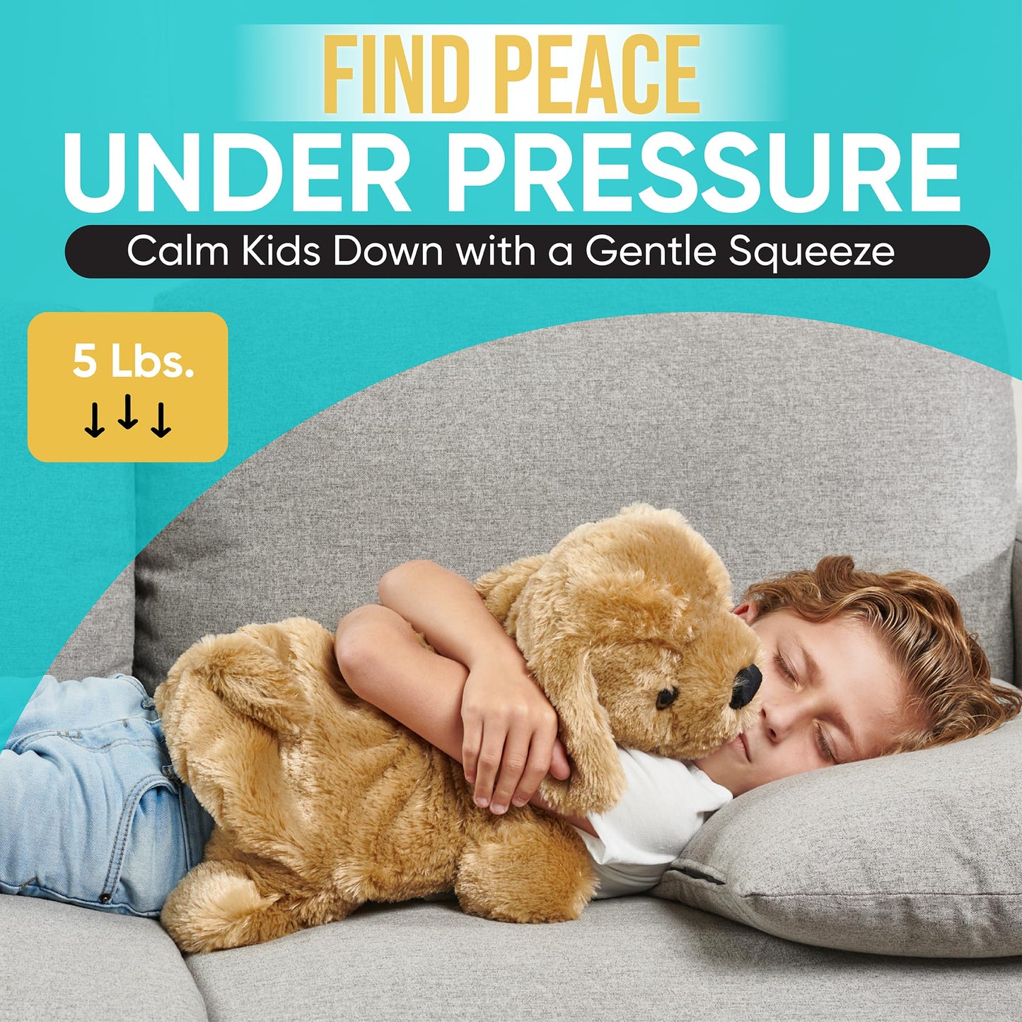 FRIENDLY CUDDLE Weighted Lap Blanket for Kids & Adults – Kids Weighted Blanket – ASD, Sensory Processing Weighted Stuffed Animals Dog Toy – Microwavable Weighted Lap Pad for Kids, 5 Lbs.