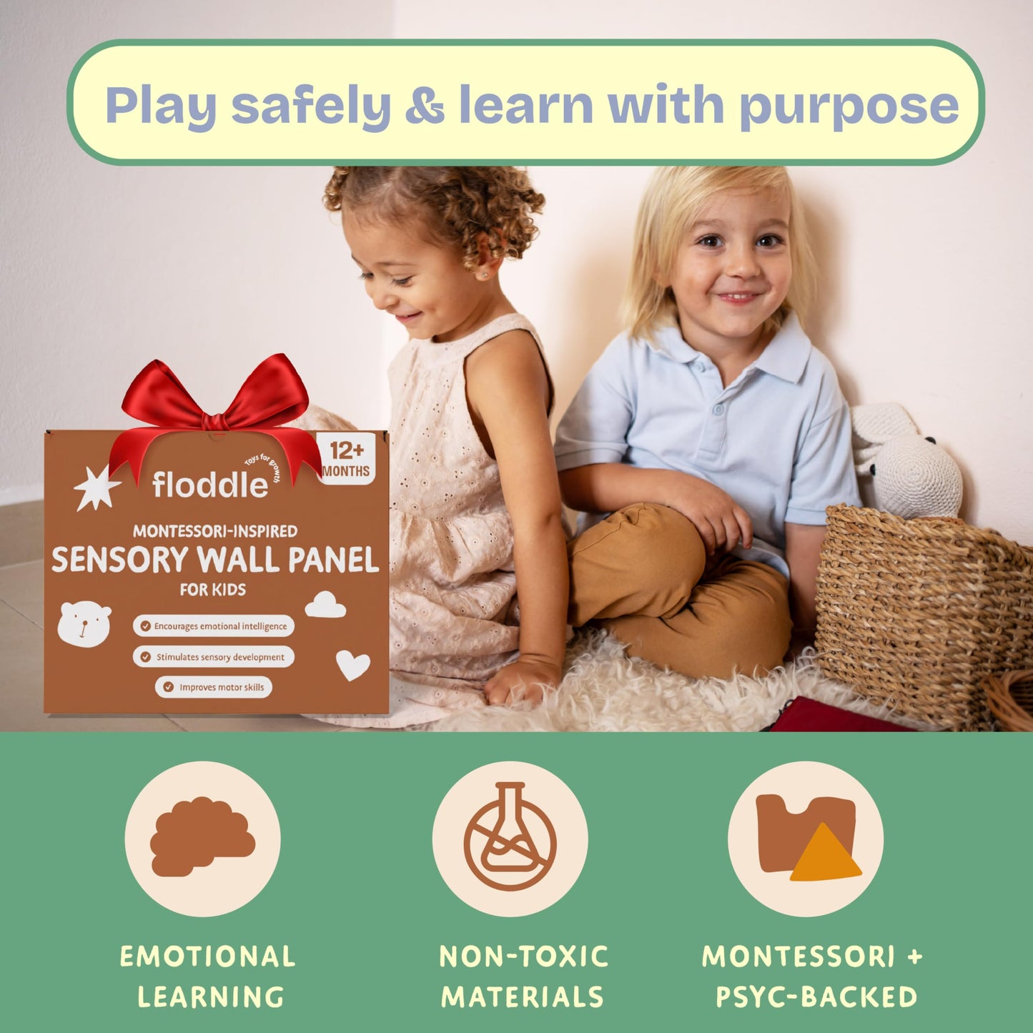 Sensory Wall Panel for Kids – Toddler Learning Activity Center - Emotional Development & Fine Motor Skills – Toddler Learning Activity Center- Busy board Montessori toys