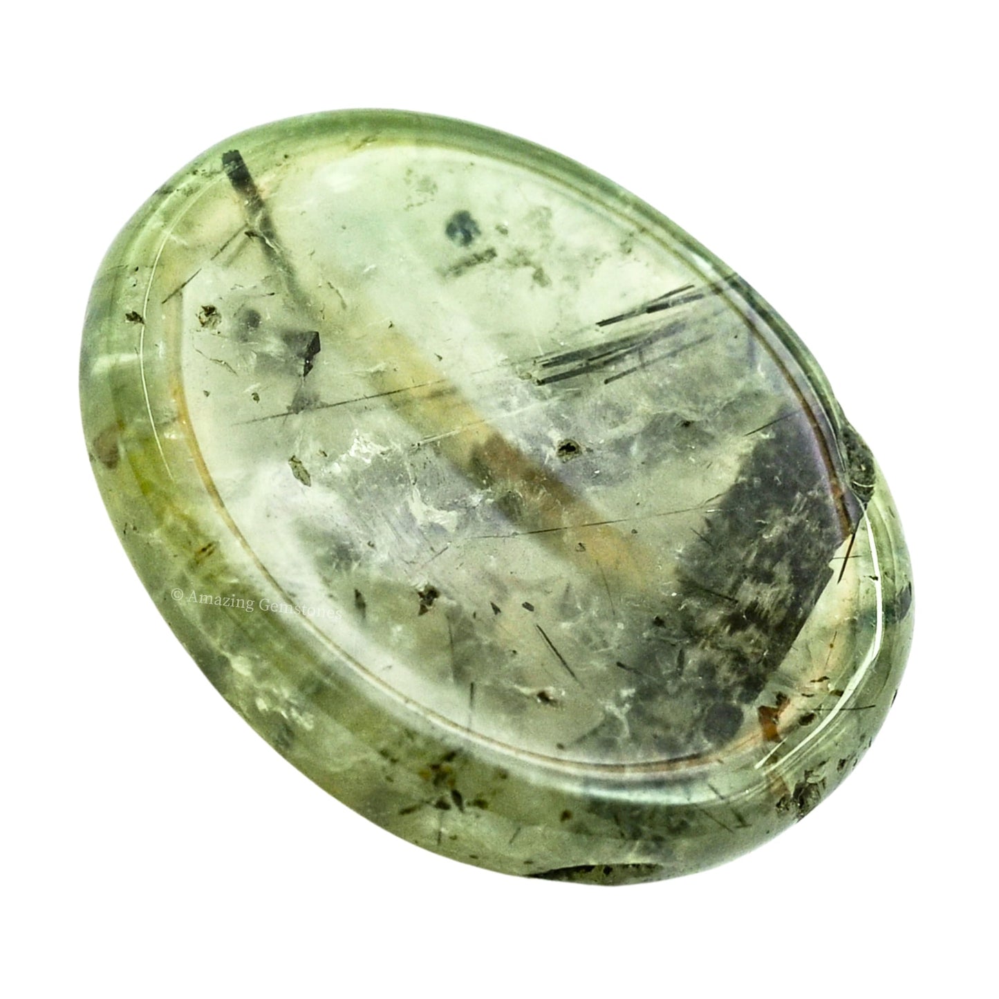 Amazing Gemstone Prehnite Worry Stone, Healing Crystals - Piedra Crystal Fidget for Gift, Meditation, Calming, Relaxation, Stress Relief