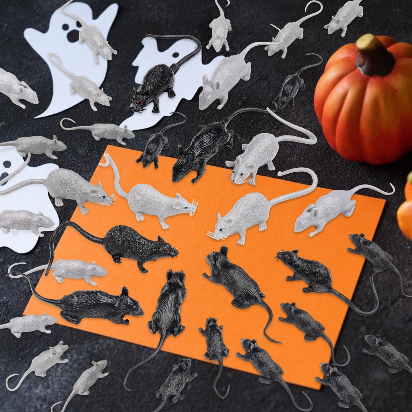 DOITEM 46 Pcs Plastic Fake Rat Plastic Mouse Toys Decorations Realistic Pranks Rats Simulated Small Mouse Mice Toys for April Fools Day Halloween Prank Party Supplies