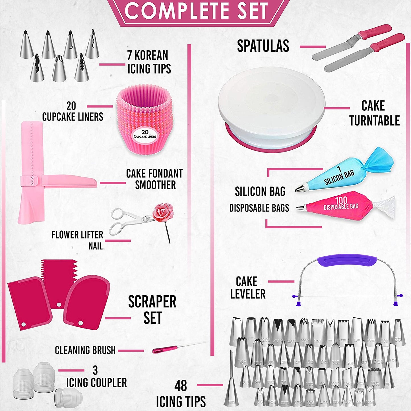 200PCs and 230PCs Cake Decorating Kit for Cake Cupcake and Cookies Decoration