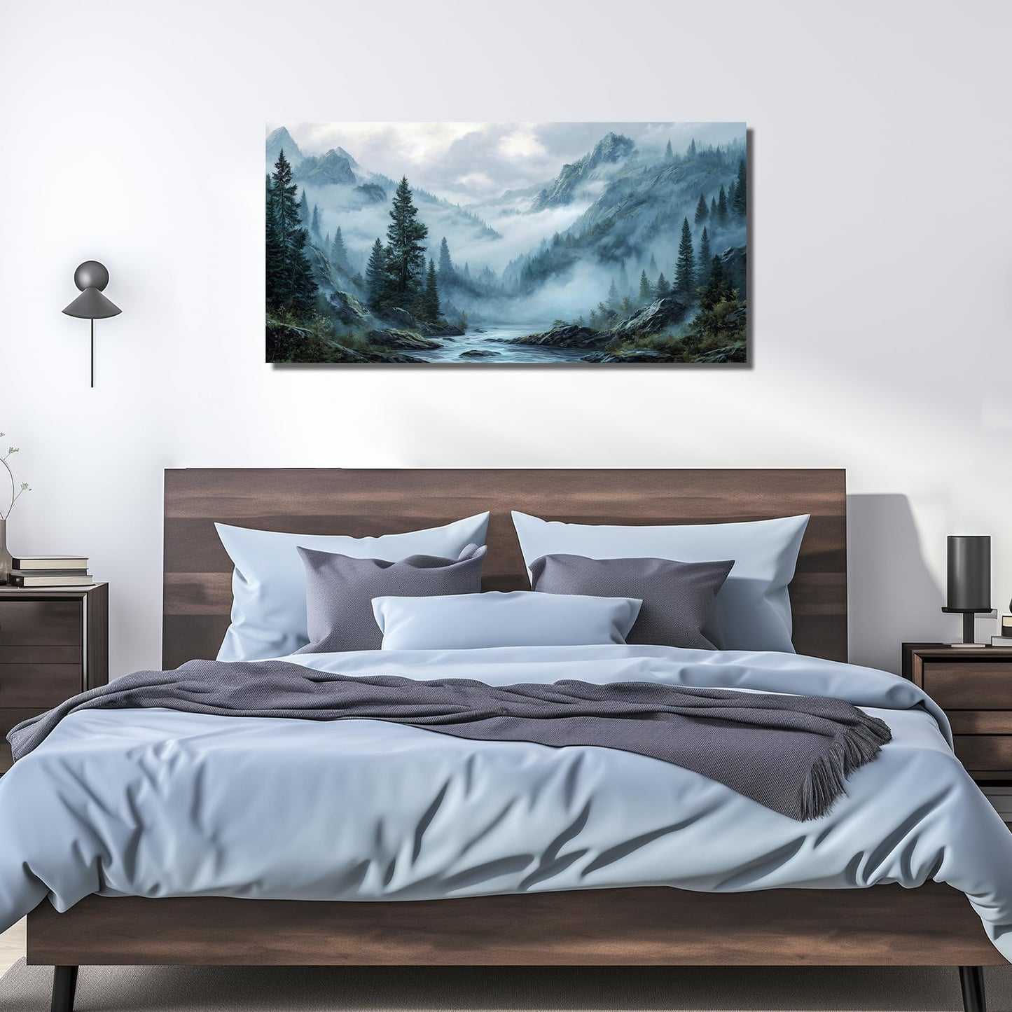 WVMAPTA Natural Landscape Prints Wall Art for Kitchen Mountain Canvas Wall Art for Office Tree Wall Decor for Dining Room Size 24 x 48 Inch