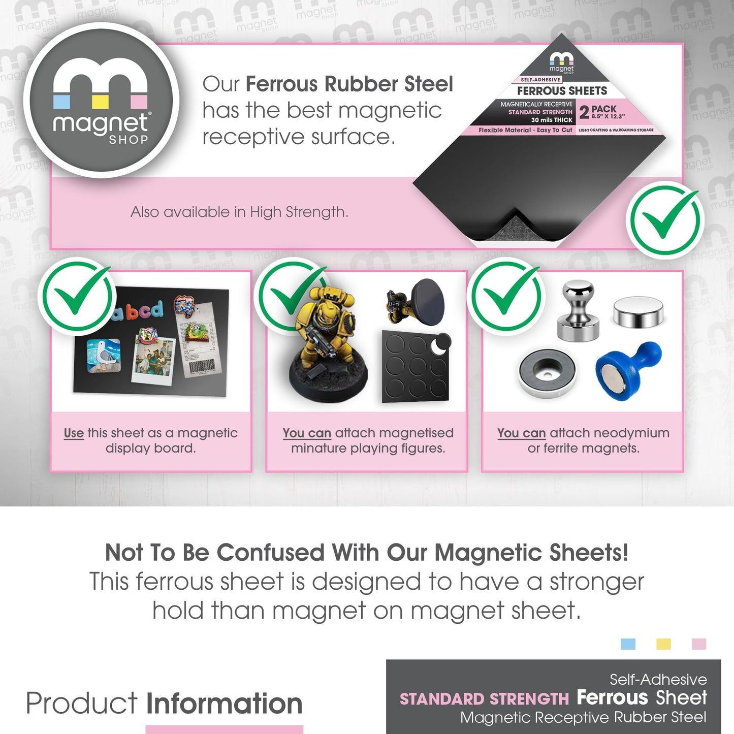 TMS Magnet Receptive Sheets with Adhesive Backing for Craft and Magnetic Miniatures Storage | Flexible Rubber Sheet Metal | 5 Pack, 30 mil Thick, 8.5” x 12.3” | Fits Inside US Really Useful Box