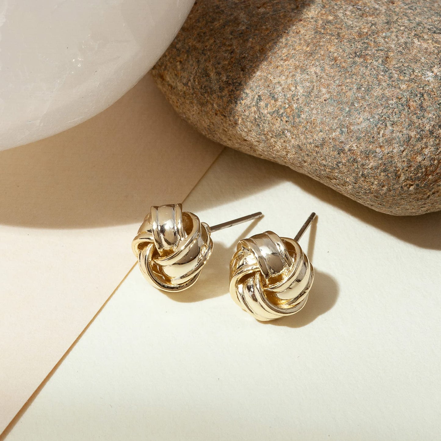 PAVOI Rhodium Plated 925 Sterling Silver Post Love Knot Stud Earrings | Gold Earrings for Women