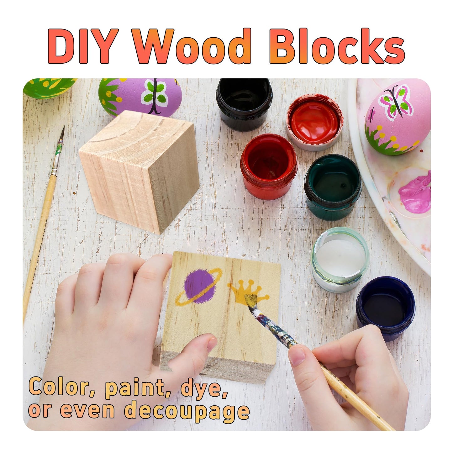 Runseaway 8Pcs 2inch Unfinished Natural Wooden Cubes, Square Craft Wood Blocks for DIY Projects, Blank Wood Squares for Art, Building, Personalized Crafts, Wedding Decor, and Creative Displays