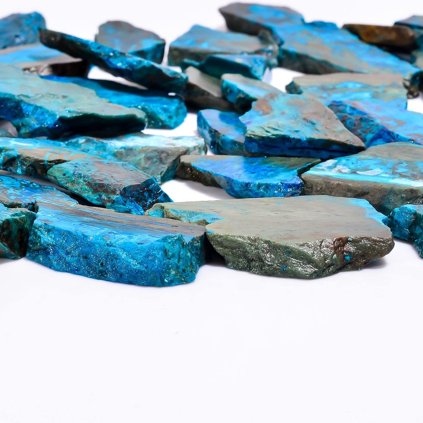 Natural Azurite Raw Slice Gemstone- Healing Crystals for DIY Jewelry Making -Loose Natural Cabochon -Perfect for Crafting Unique Jewelry Designs (5 pcs, 25-35 mm)