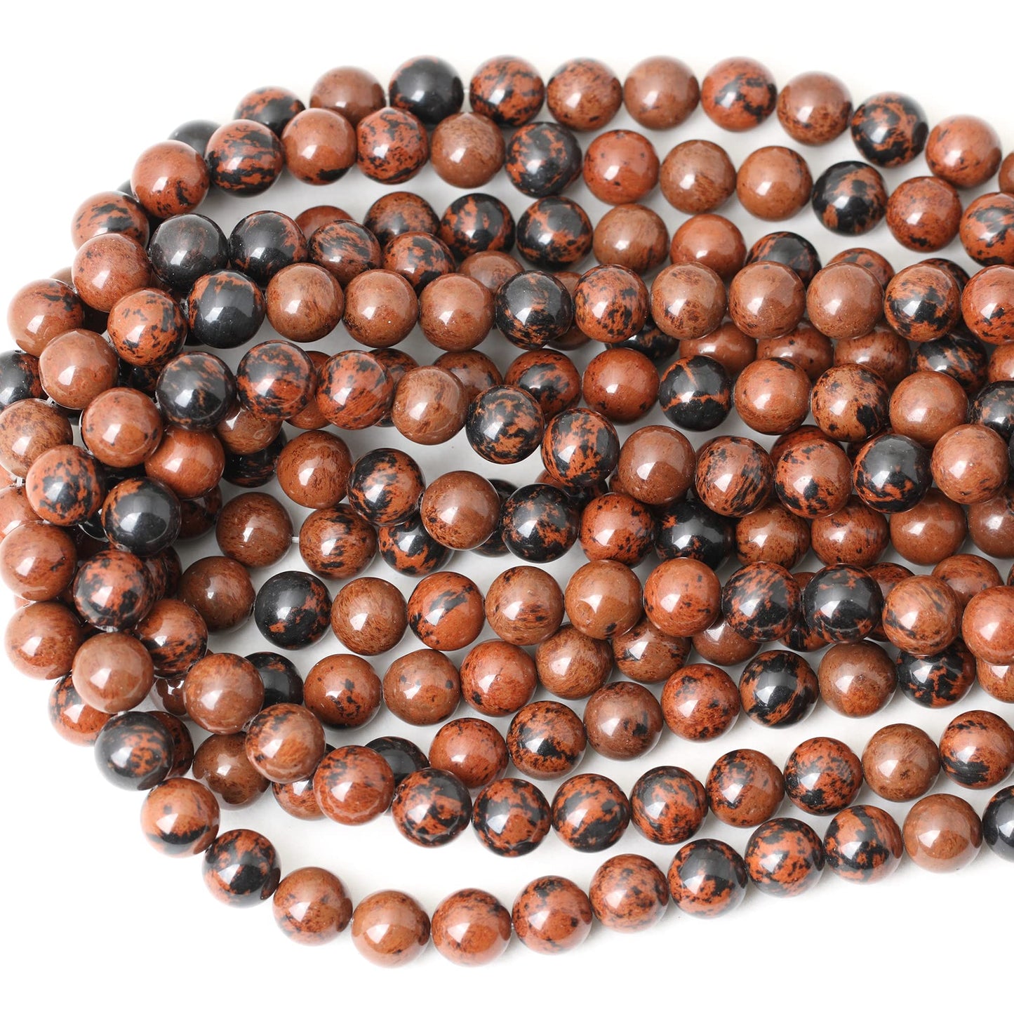 CHEAVIAN 35PCS 10mm Natural Mahogany Obsidian Stone Round Loose Beads for Jewelry Making 1 Strand 15"