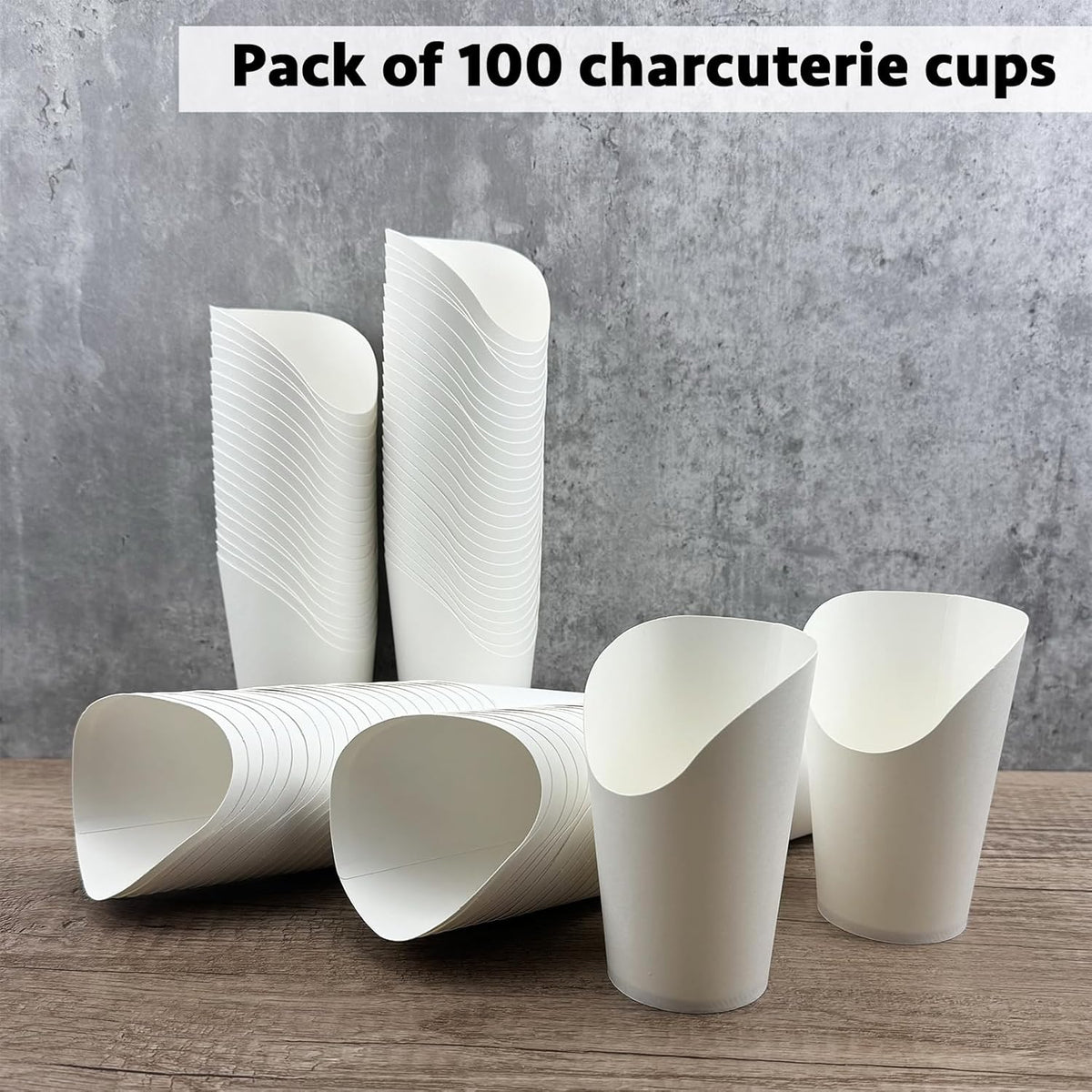 CAMKYDE 100 Pcs French Fries Holder, 12oz Disposable Paper French Fry Cups White Charcuterie Cups for all Occasions (12oz, White)