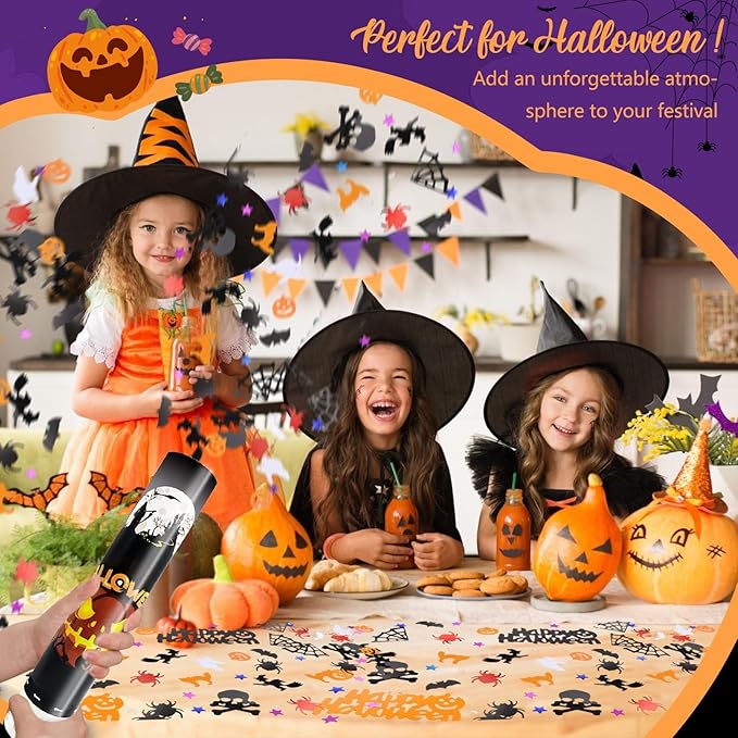 4 Pack Halloween Confetti Poppers – 12-Inch Party Poppers That Bring the Surprise to Any Halloween Celebration