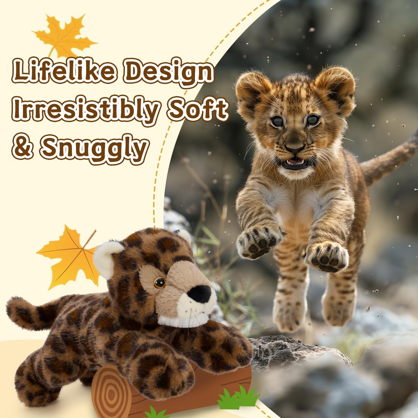 MorisMos 16 Inch Cheetah Stuffed Animal, Soft Cute Cub Plush, Wild Cheetah Animals Fun Gift for Boys, Girls, Kids
