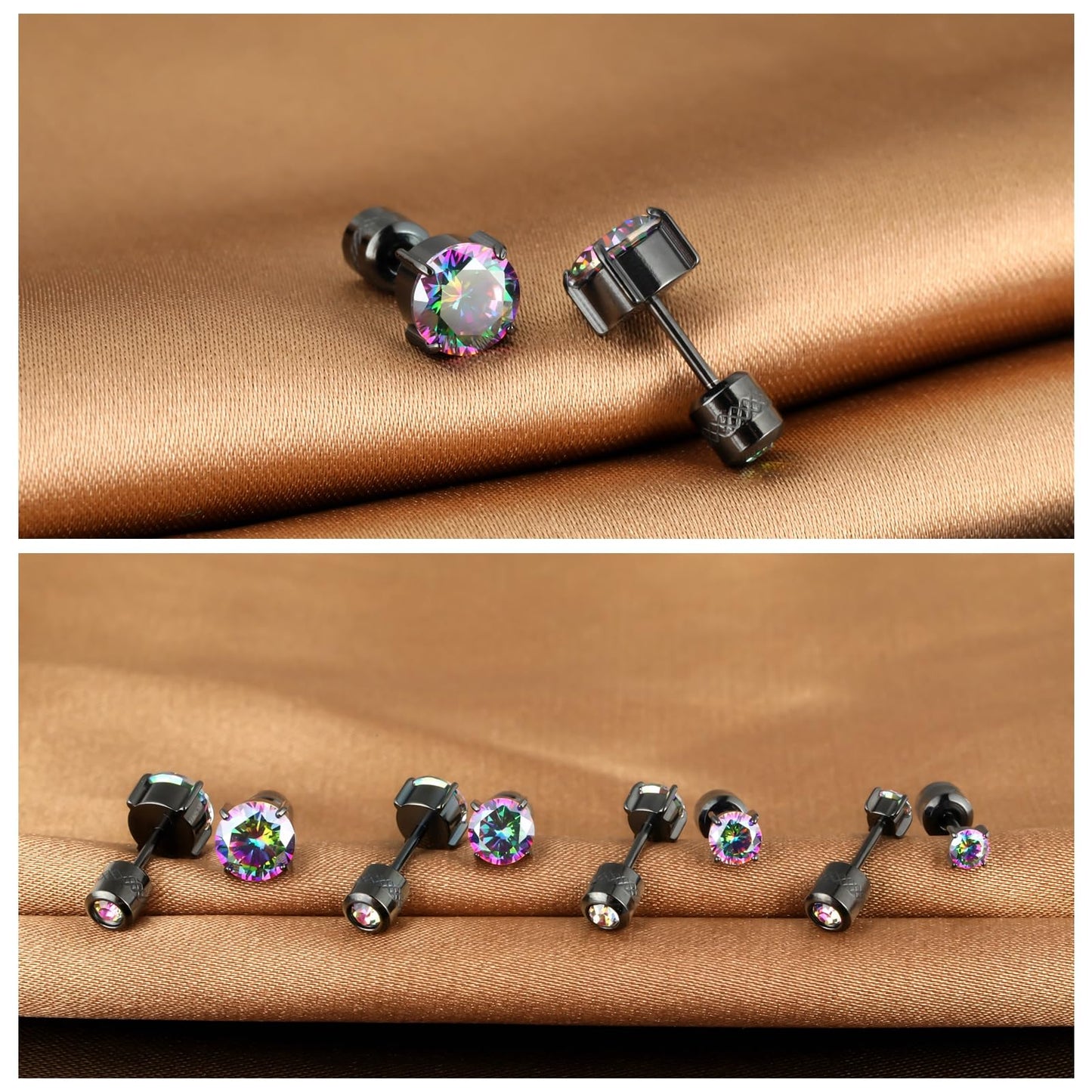 ZQGOFPT 7 Pairs 𝐓𝐢𝐭𝐚𝐧𝐢𝐮𝐦 𝐒𝐜𝐫𝐞𝐰 𝐁𝐚𝐜𝐤 Earrings for Women Men, 𝐒𝐮𝐫𝐠𝐢𝐜𝐚𝐥 Stainless 𝐒𝐭𝐞𝐞𝐥 Hoop Huggie 𝐄𝐚𝐫𝐫𝐢𝐧𝐠𝐬 Rainbow 5A 𝐂𝐮𝐛𝐢𝐜 𝐙𝐢𝐫𝐜𝐨𝐧𝐢𝐚 Stud Earrings Set Multiple Cartilage 𝐏𝐢𝐞𝐫𝐜𝐢𝐧𝐠 Sleeper Jewelry for