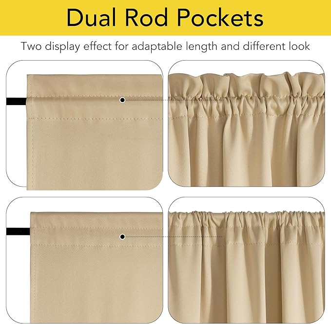 NICETOWN 100% Blackout Door Curtain for French Front Door with Adjustable Tieback, Thermal Insulated Privacy Room Darkening Window Covering for Kitchen, W30 x L72, 1 Panel, Biscotti Beige