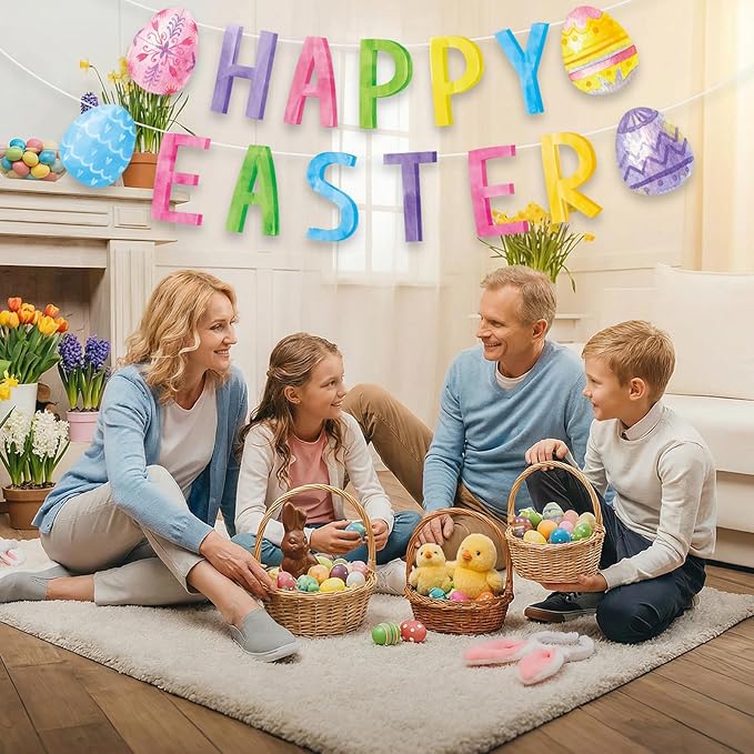 Watercolor Easter Egg Happy Easter Banner Kit