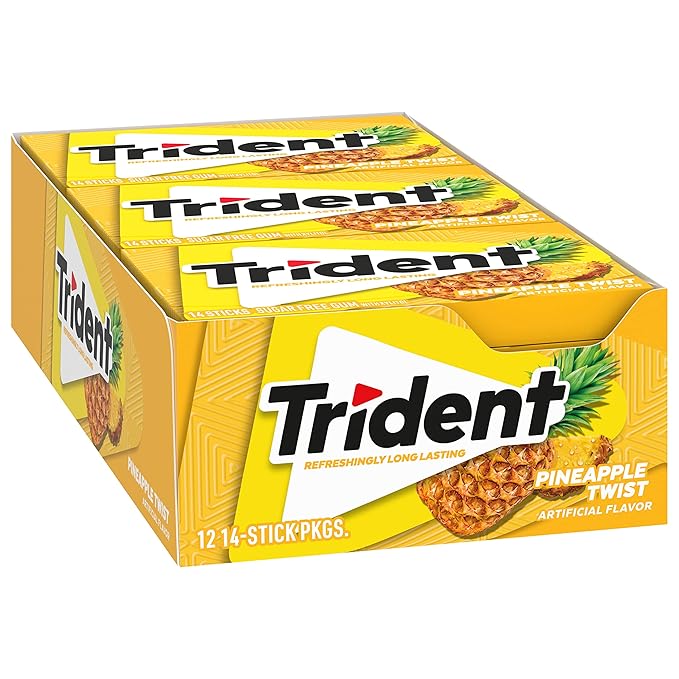 Trident Pineapple Twist Sugar-Free Chewing Gum, 12 Packs of 14 Pieces (168 Total Pieces)