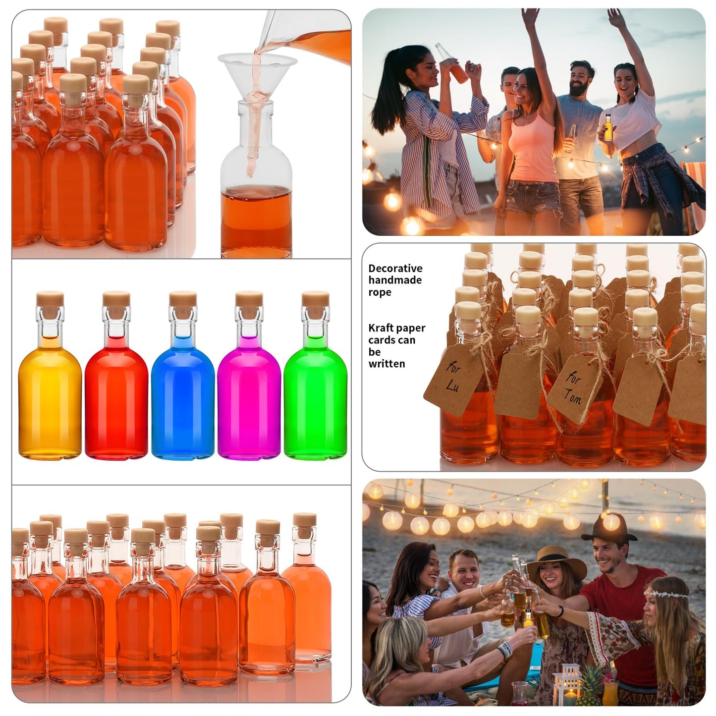 eispap 25 Pcs 1.7OZ Mini Glass Liquor with Lids Small Glass Wine Bottles Reusable Empty Alcohol Bottles for Christmas Birthday Weddings Party Favors (50ML25PC)