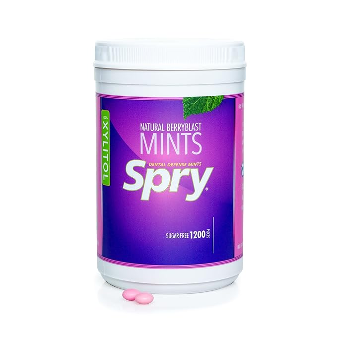 Spry Xylitol Berry Blast Mints Sugar Free Candy - Promote Oral Health, Increase Saliva Production, Stop Bad Breath, Non-GMO, Gluten-Free, 1200 Count (Pack of 1)