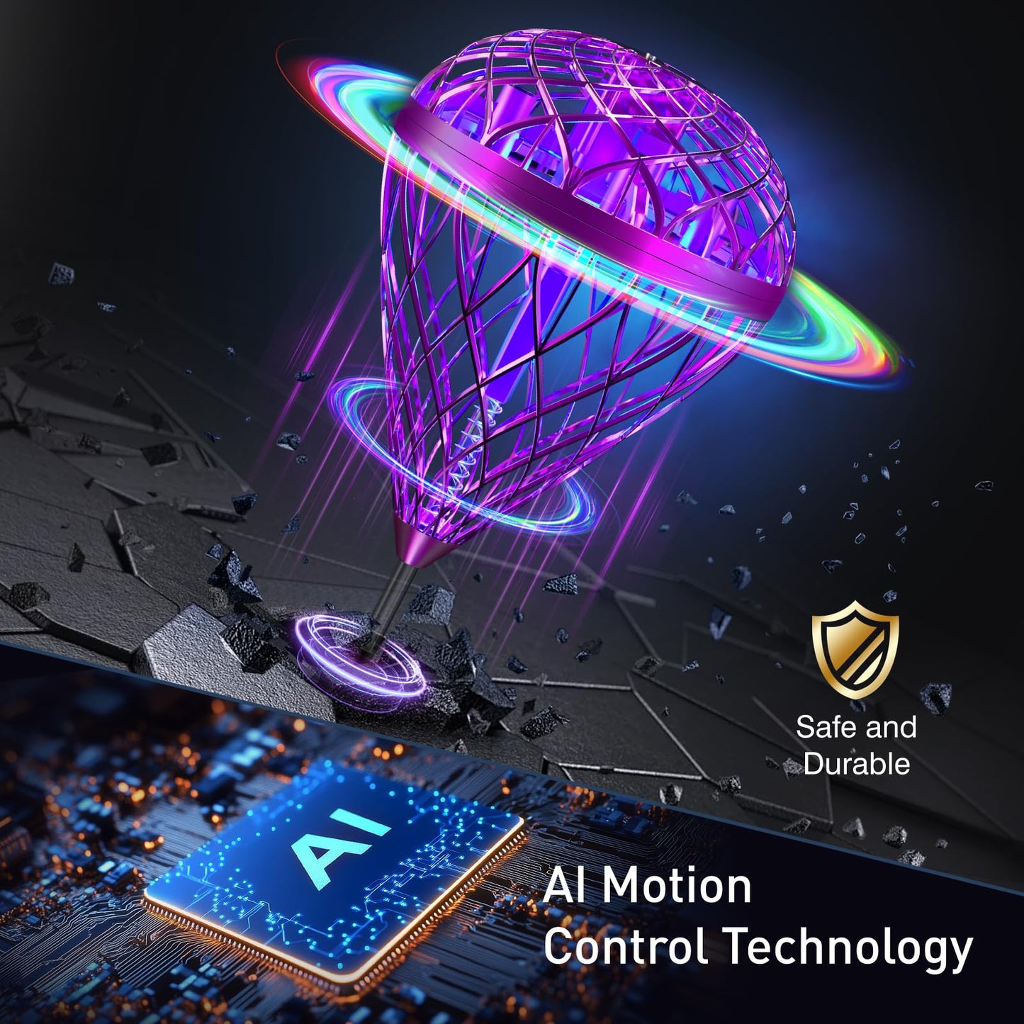 AMERFIST The Latest Cool and Magical Flying Toy, Combining AI Motion Control Technology with Contact Sensing System, Make it Become Bounce & Flip & Flight Toys, Fully unleashing Your Creativity.
