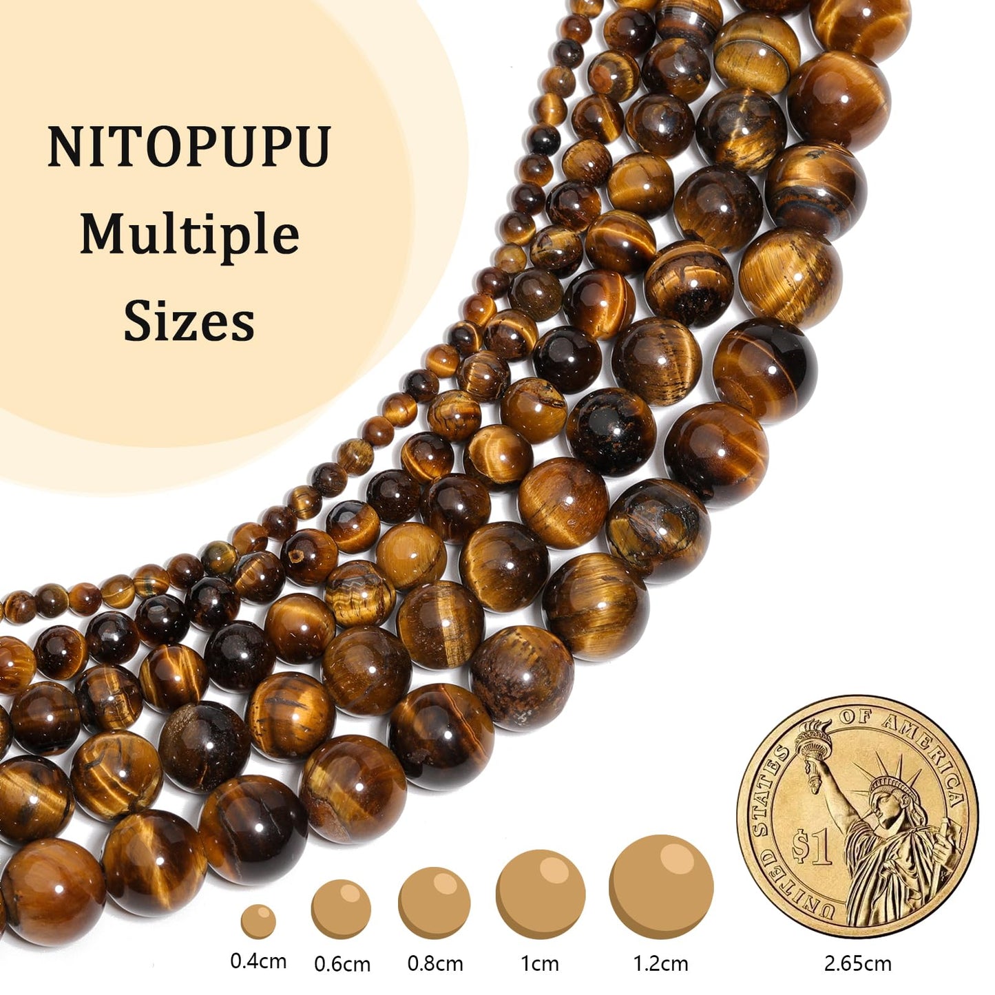 NITOPUPU 10mm 37pcs Indian Agate Natural Stone Beads for Jewelry Making Supplies, Round Crystal Beads for Bracelets Necklace DIY Crafts