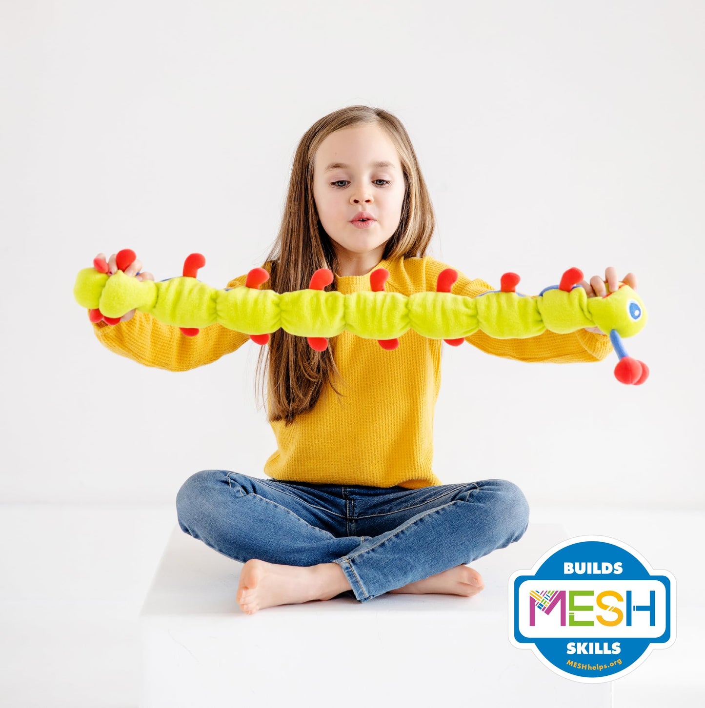 Calmee the Caterpillar Weighted Sensory Plush Toy for Kids, Breathing Exercise & Calming Tool for Focus and Emotional Regulation, SEL Mindfulness Toy for Home & Classroom. Soft, Durable, & Washable.