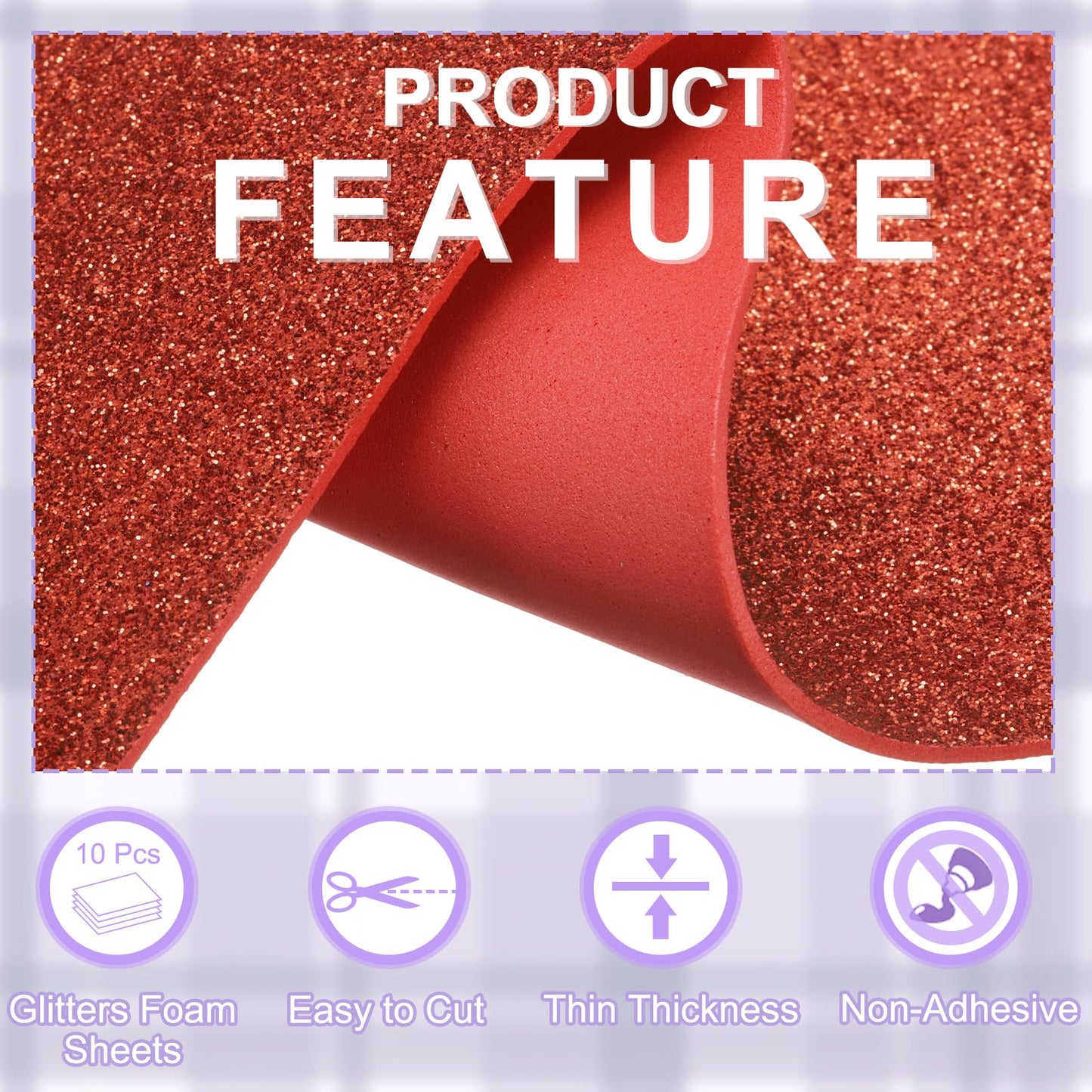 uxcell 10 Pack Red Glitters Foam Sheets, 8 x 12 Inch Sparkle EVA Foam Sheets Thin Foam Paper for Crafting, DIY Project, Classroom, Scrapbooking (1.5mm Thick)