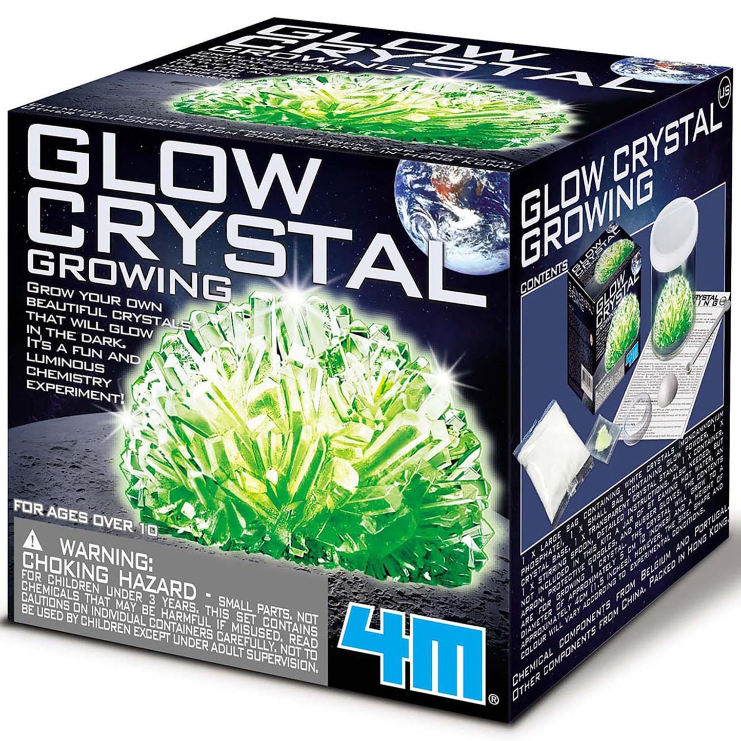 4M: Glow Crystal Growing Kit - DIY Science, Make Your Own Glow-in-The-Dark Mineral Specimen, Chemistry Set, Geology Experiment, STEM Project, Kids 10+