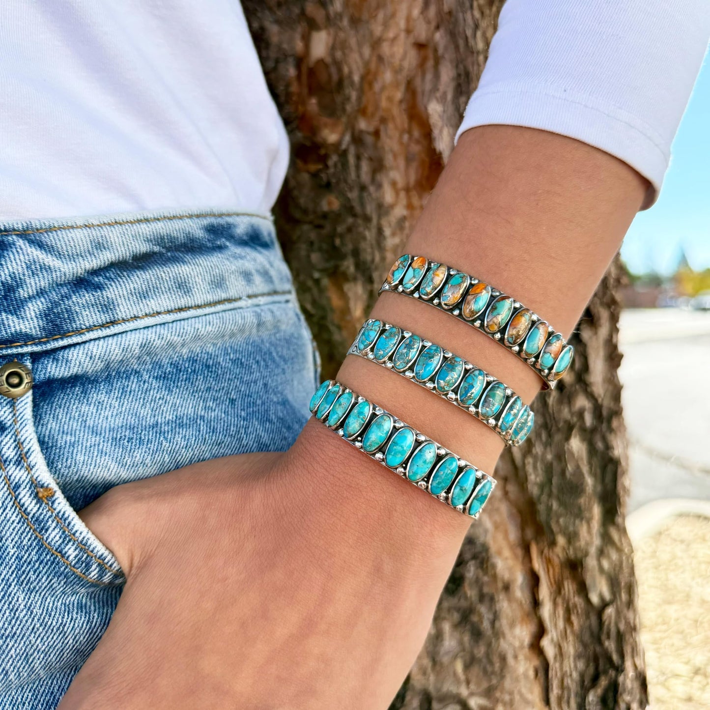 Turquoise Bracelet Sterling Silver 925 Genuine Turquoise Cuff Bracelet (Turquoise)