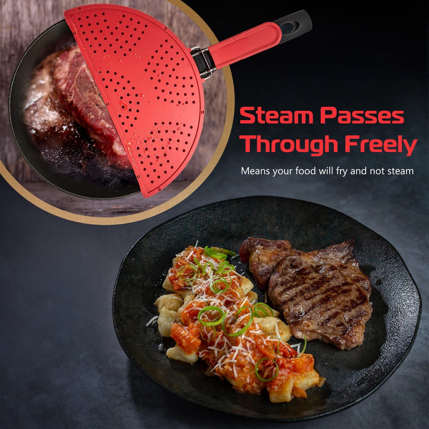 Foldable Splatter Screen for Frying Pan Grease Strainer Guard Silicone Splatter Shields with Folding Handle Multifunction Oil Splatter Screen Strainer