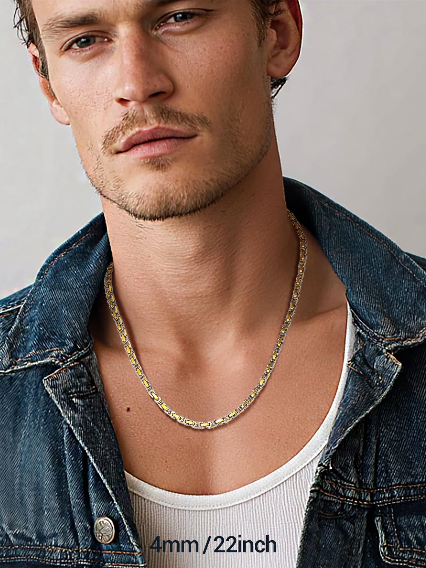 PROSTEEL Byzantine Necklace For Men Gold Chain Stainless Steel Long Necklaces