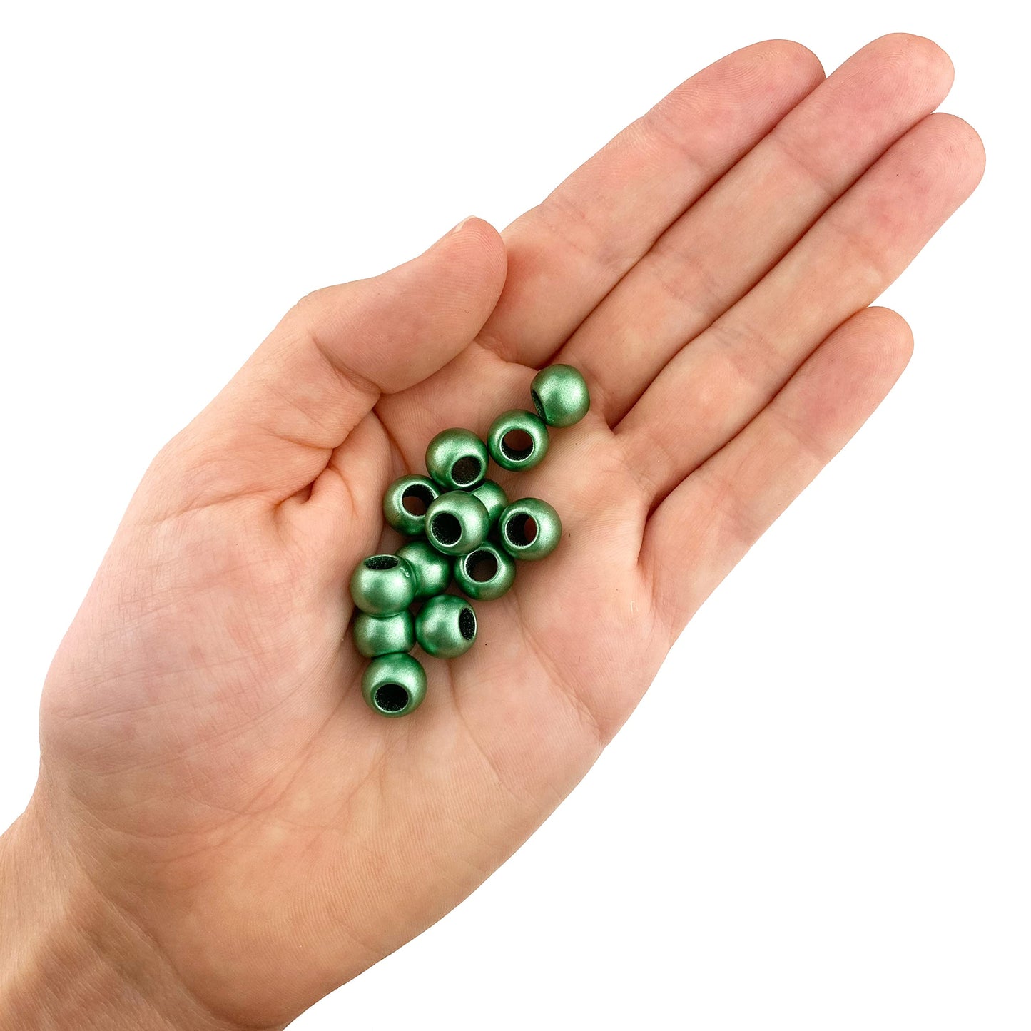 400 Acrylic Large Hole Beads for Crafts 8mm x 10mm Acrylic Barrel Beads with 4.8mm Large Hole, Matte Green