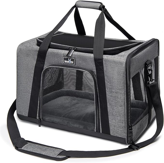 Wakytu TSA Approved Pet Carrier for Small Cats and Dogs,17.7x11x8.3, Black