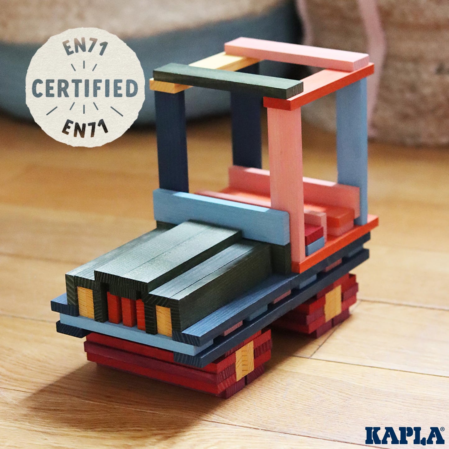 KAPLA 100 Octocolor Case - Wooden Construction Set 100 Colored Building Planks