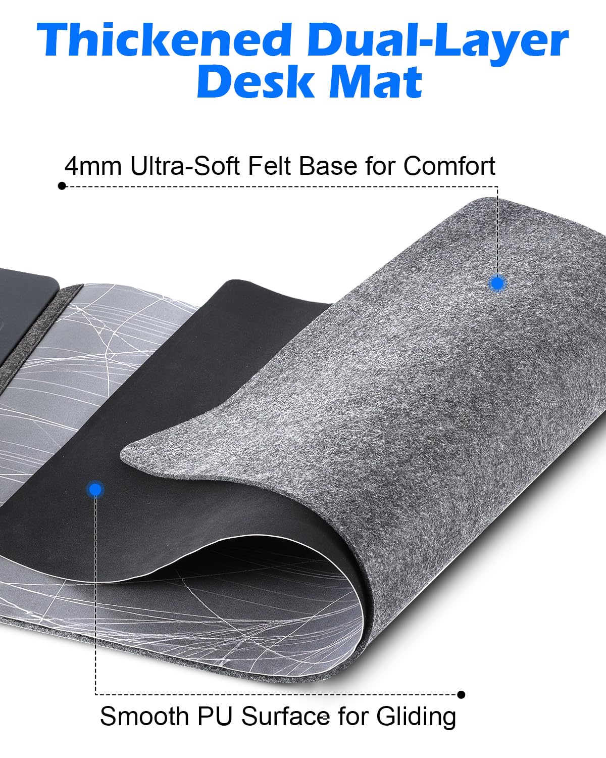 Tenfosum Wireless Charging Mouse Pad 30"x15" XXL Large Desk Mat with Wireless Charger Two Layers Thicken PU+Felt Waterproof Mousepad for Laptop, 2 in 1 Charging Station for iPhone