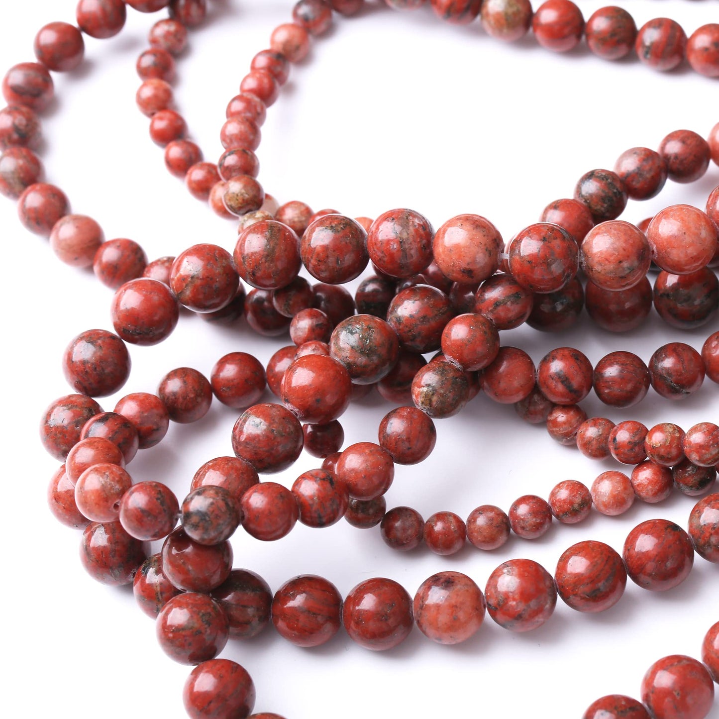 10MM Sesame Red Round Loose Beads Natural Gem Beads Crystal Energy Stone Beads for Jewelry Making DIY Bracelet Necklace