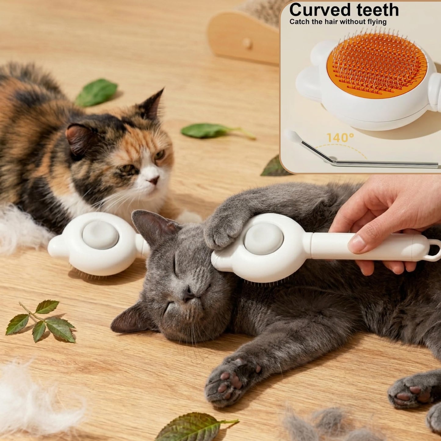 JMTSONS 2 pet Hair Removal Glove & Self Cleaning Cat & Dog Brush Bundle – Reusable Electrostatic Lint Glove for Furniture, Couch Gentle Pets Deshedding Slicker Brush Kit for Shedding.