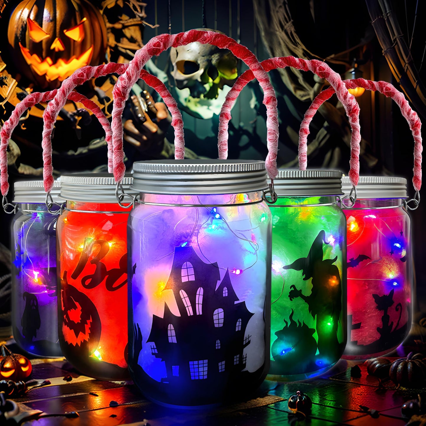 RBONIGHT 6PCS Halloween Lantern Craft Kit, Craft for Kids Age 6-8,8-12, DIY Decorations Art Project, Creative Activities for Party, Halloween Toys for Basket Stuffers Gifts